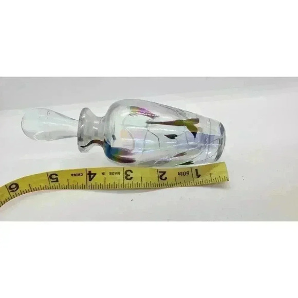 Vintage Art Glass Hanging Upside Down Abstract Heart Irredescent Perfume Bottle - Picture 12 of 14